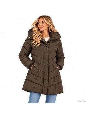 Long Quilted Puffer Parka Jacket Hooded Winter Coat